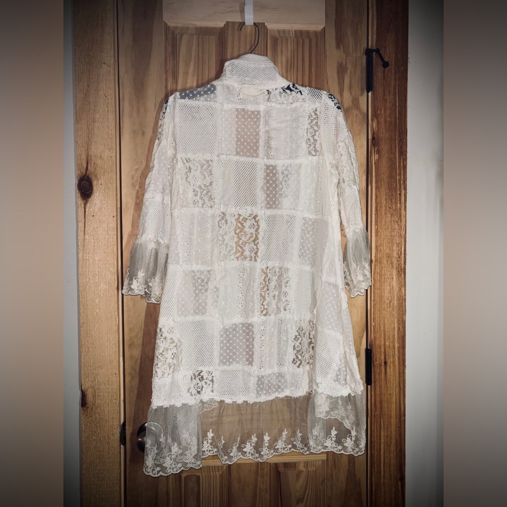 Paper Lace Patchwork Lace & Eyelet Duster Topper 100% Cotton - Picture 9 of 12